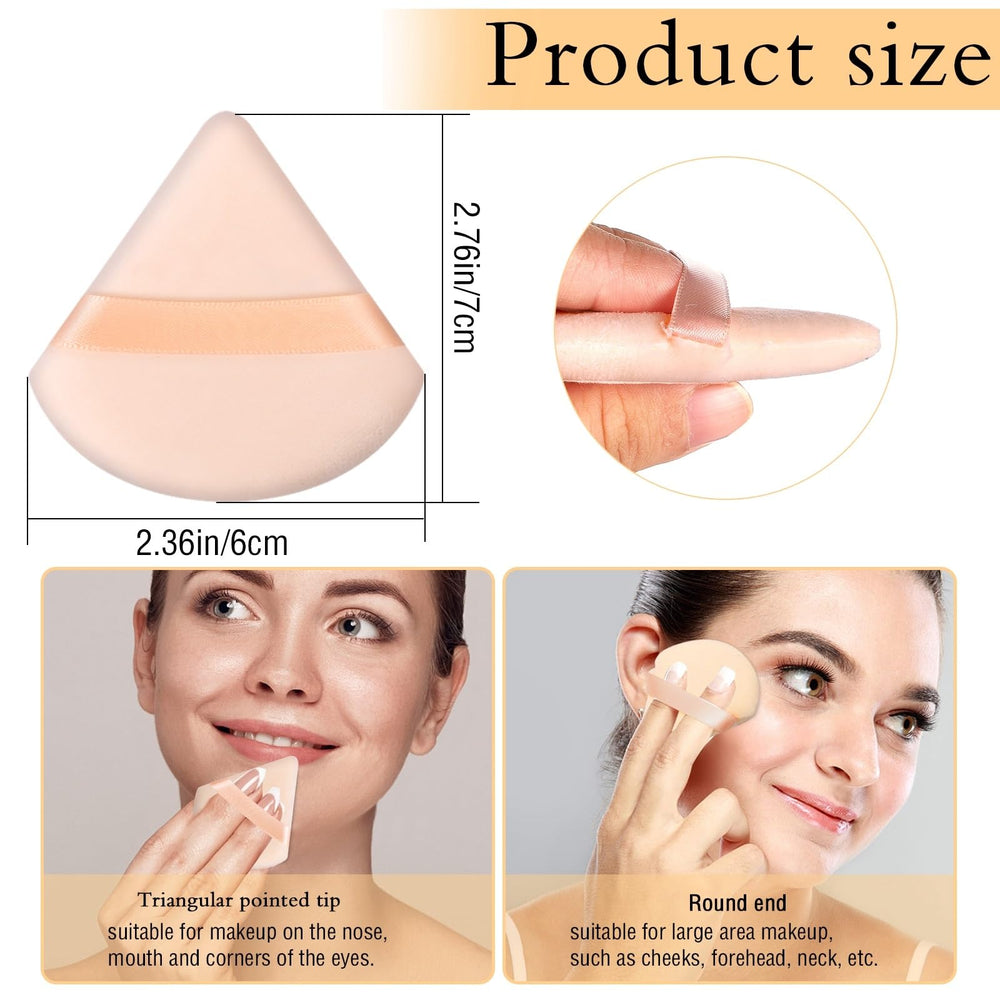 Pimoys triangle round-side puff demonstrates dual-sided design for foundation and contour.