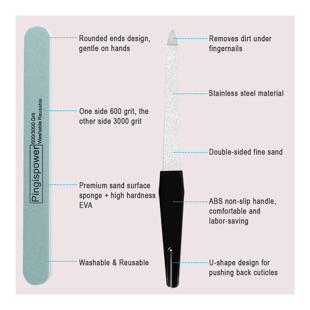 Pingispower buffer and shine kit for quick buff and gloss on nails.