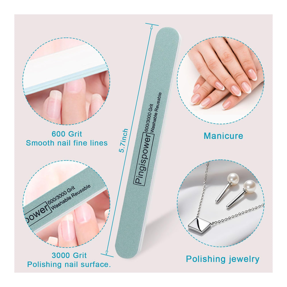 Pingispower washable nail files and buffers for clean, hygienic use at home.