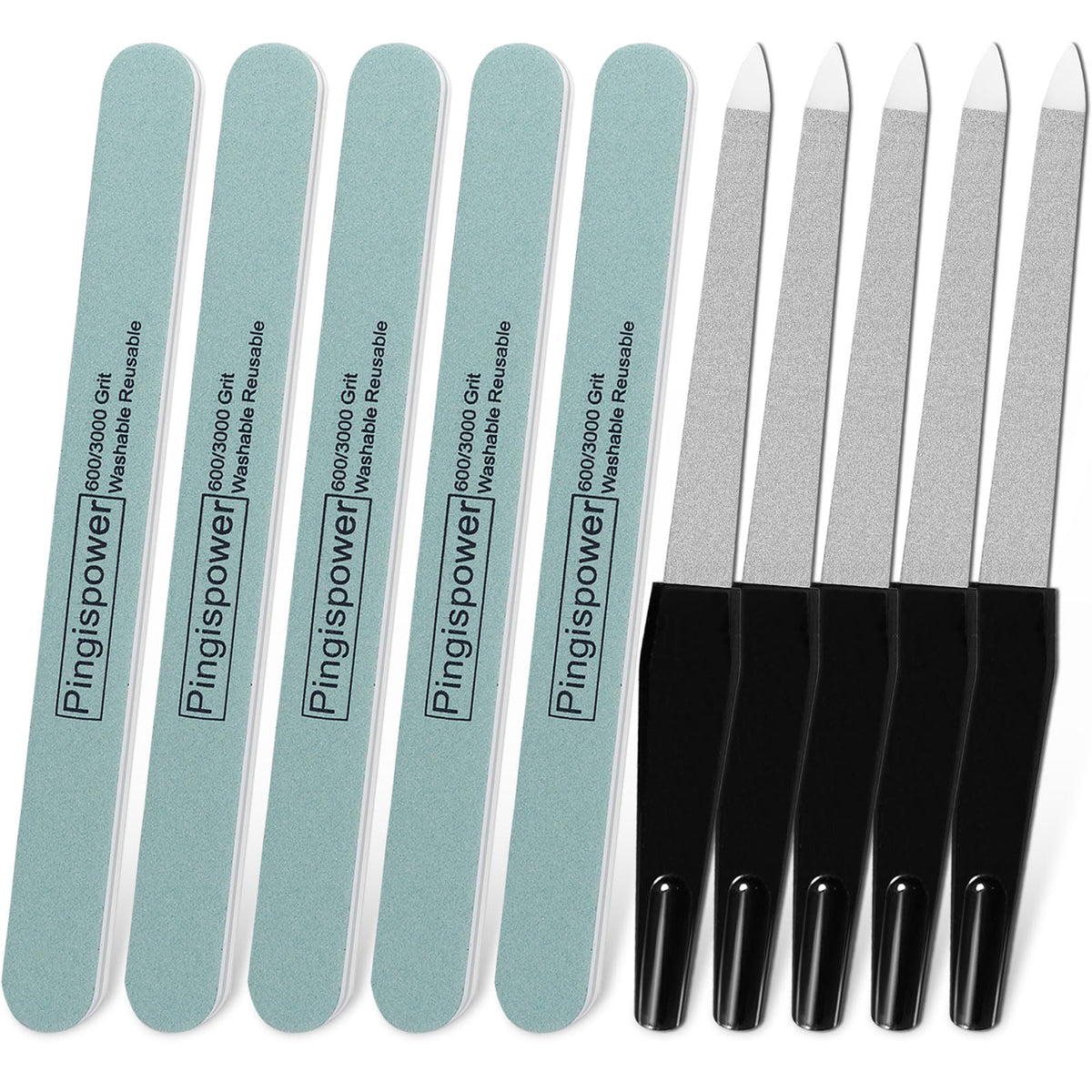 Pingispower double-sided metal nail file for precise shaping and control.