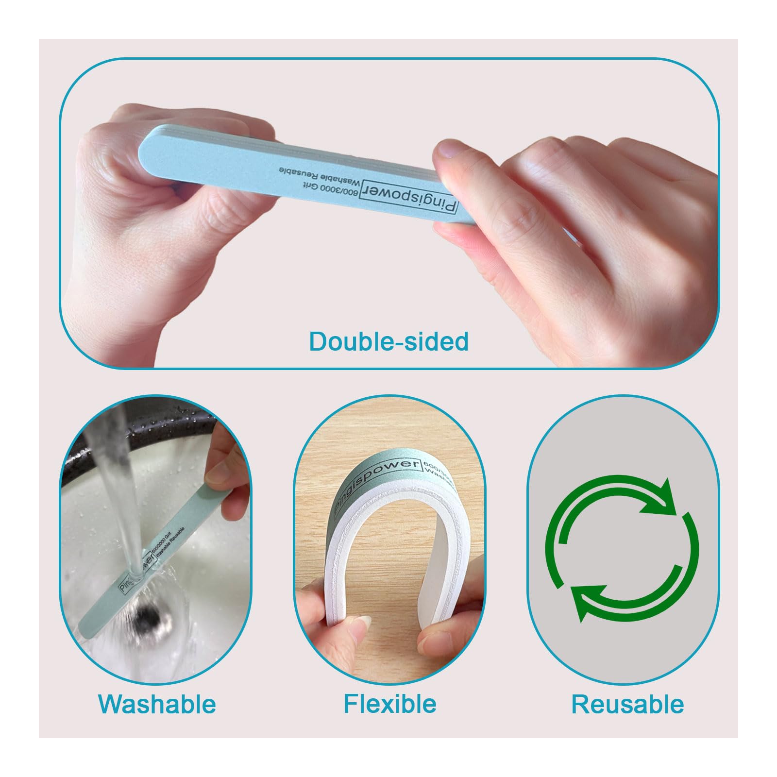 Pingispower ergonomic 14.5 cm nail file for comfortable handling.