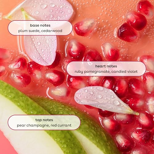 Pink Champagne notes on label highlighting pear champagne and red currant