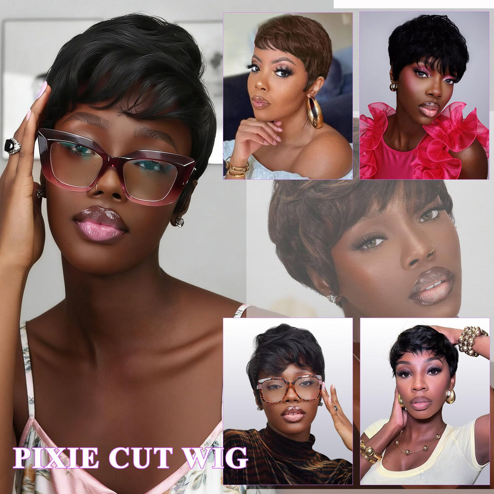 Pink Planet Pixie Cut Wig close-up hairline showing natural look