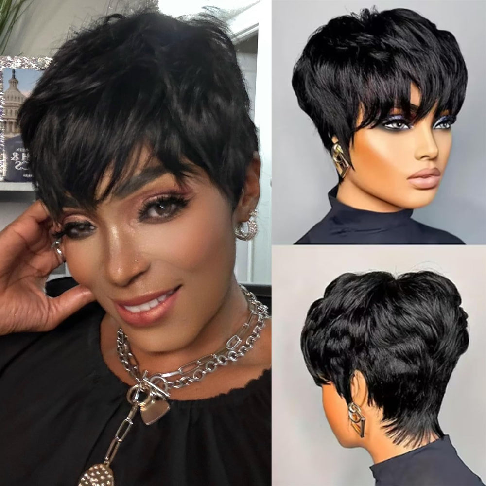 Pink Planet Pixie Cut Wig front view for a flattering lightweight daily style