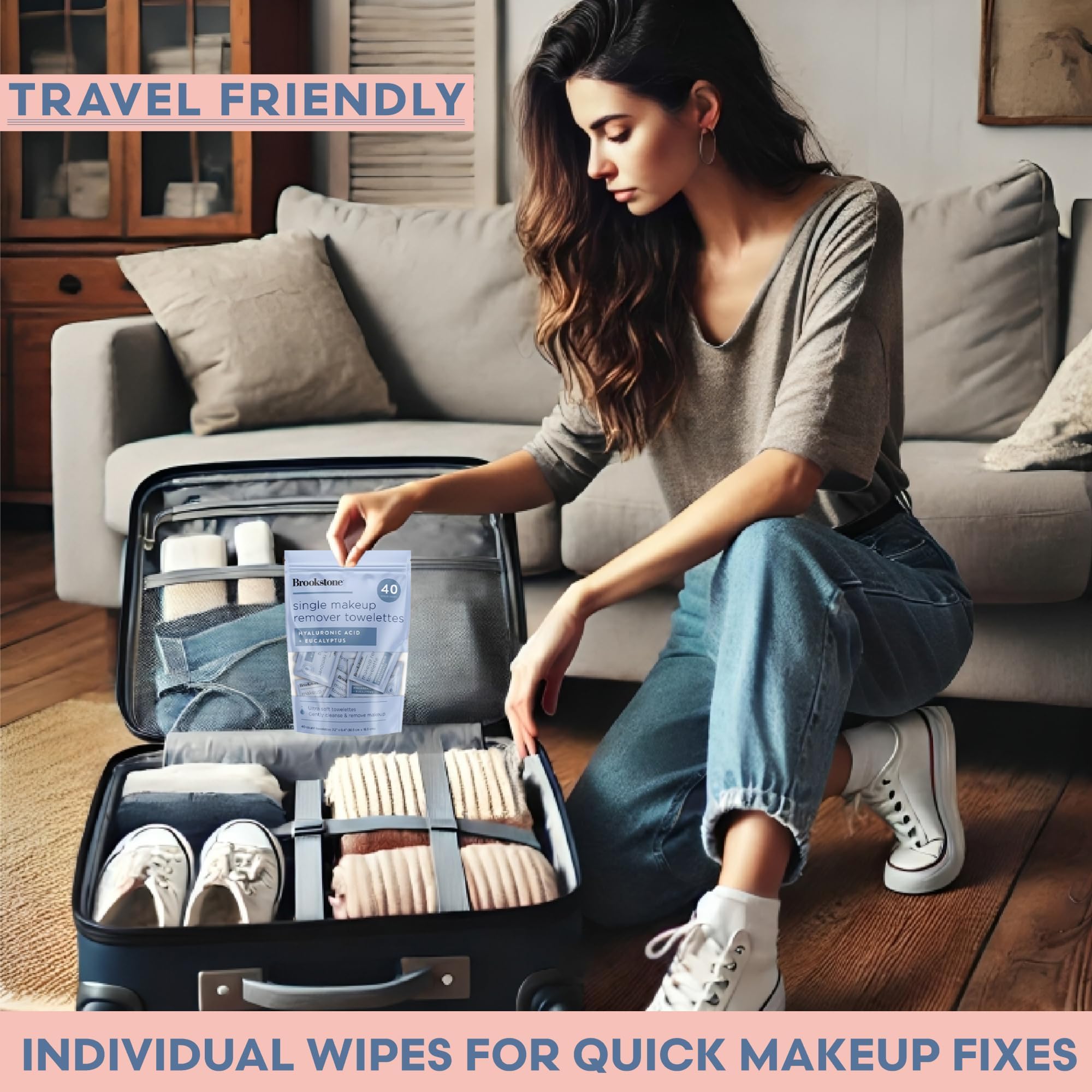 Pink Sky Brookstone wipes infused with Vitamin C for refreshed skin after removal.