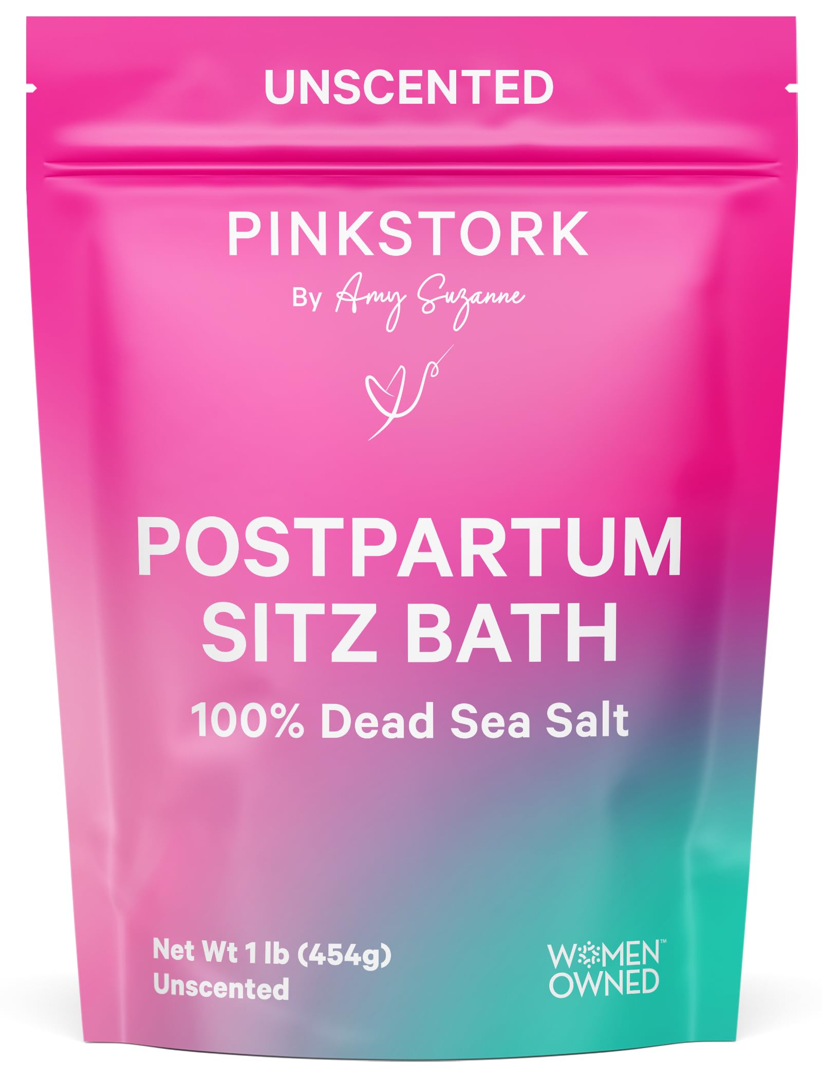 Pink Stork Baño Sitz con sal del Mar Muerto, ideal para cuidado perineal.