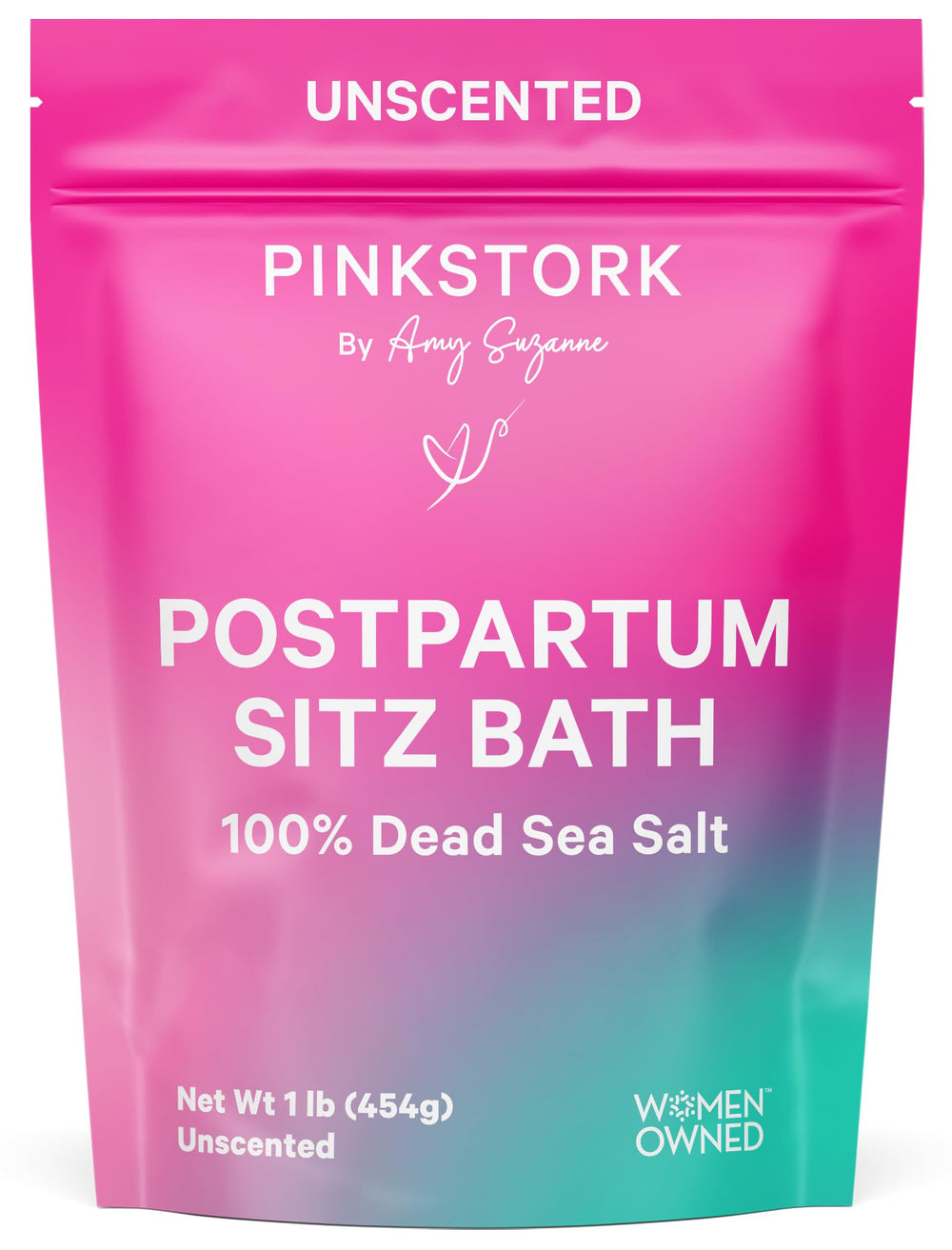 Pink Stork Baño Sitz con sal del Mar Muerto, ideal para cuidado perineal.