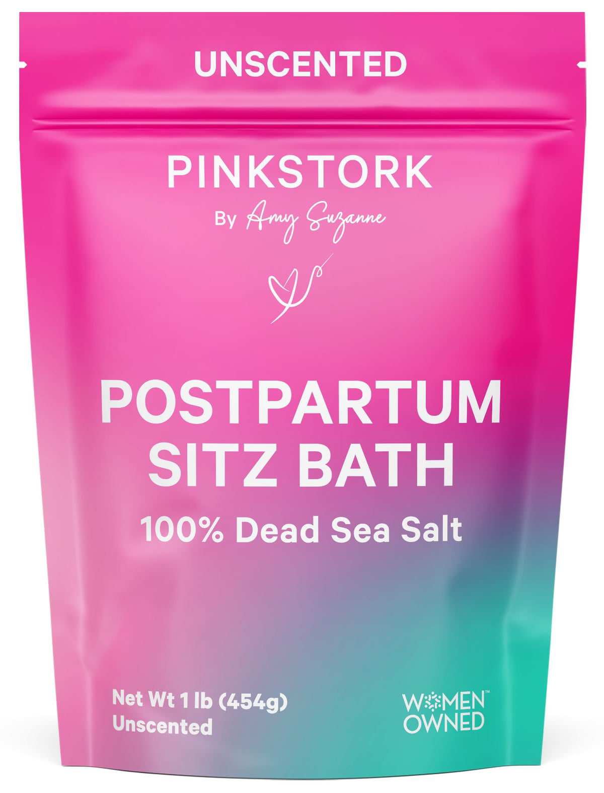 Pink Stork Baño Sitz con sal del Mar Muerto, ideal para cuidado perineal.