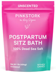 Pink Stork Baño Sitz con sal del Mar Muerto, ideal para cuidado perineal.