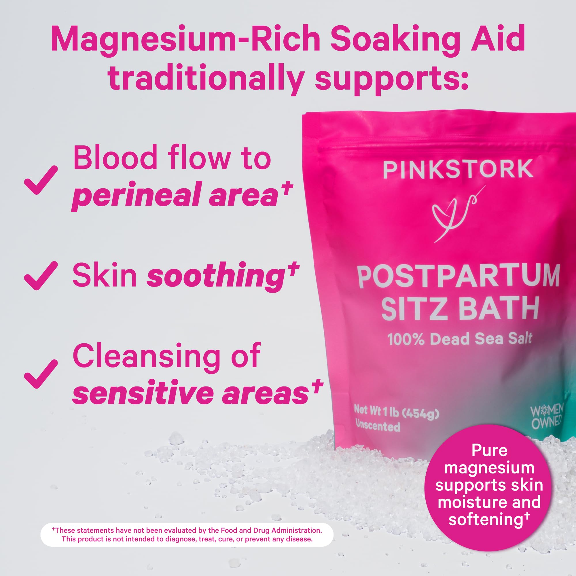 Pink Stork Baño Sitz sin fragancia para uso diario seguro.