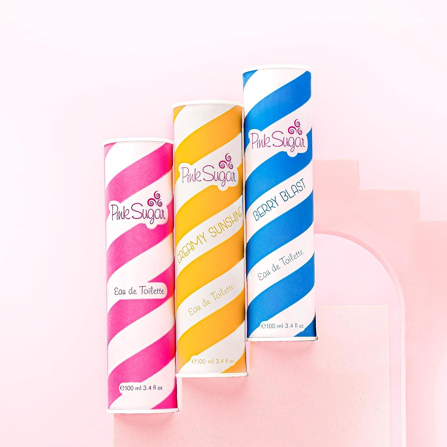 Pink Sugar display shot captures the product in a lifestyle setting.
