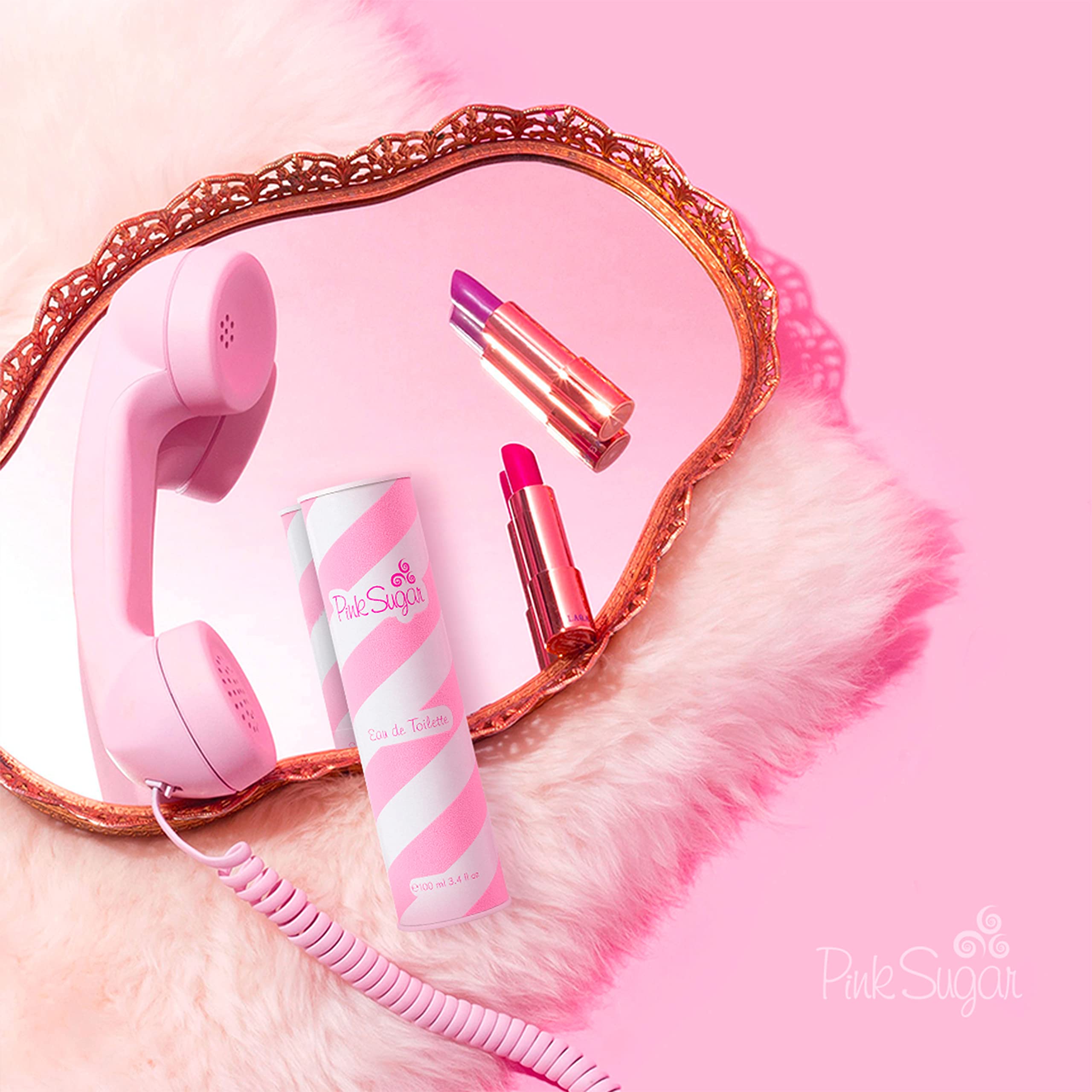 Pink Sugar packaging close-up in pink and white, chic gift option