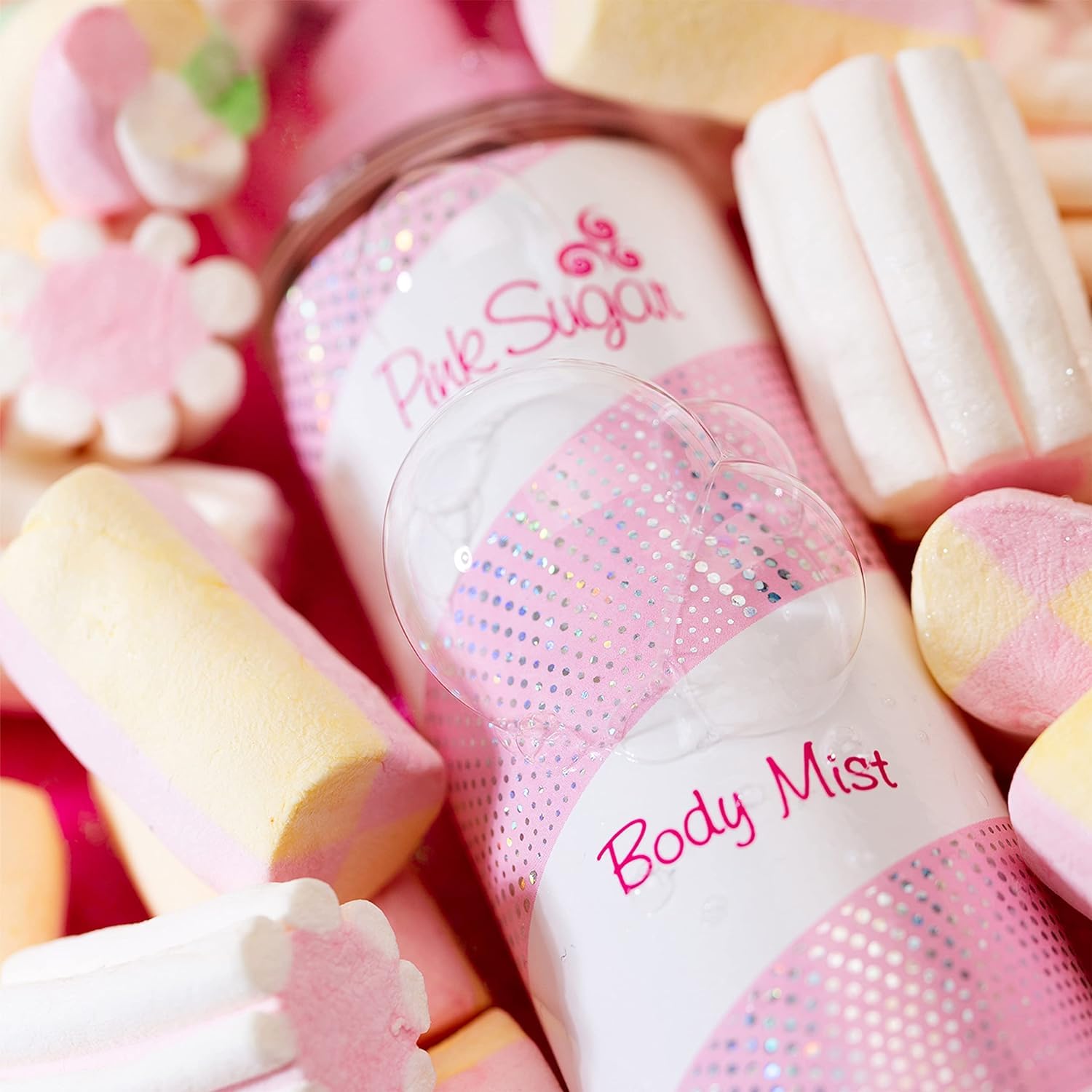 Pink Sugar body mist spray ready for light, sweet fragrance