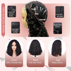 Pinketer deep wave half wig with 200 percent density for fuller look.