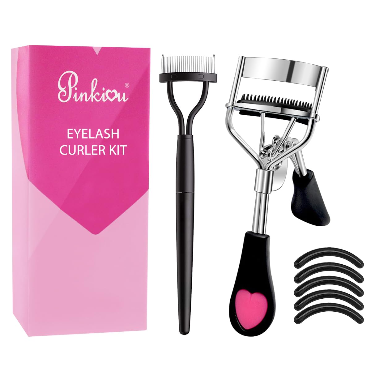 Pinkiou eyelash curler built-in comb for precise separation and fuller-looking lashes