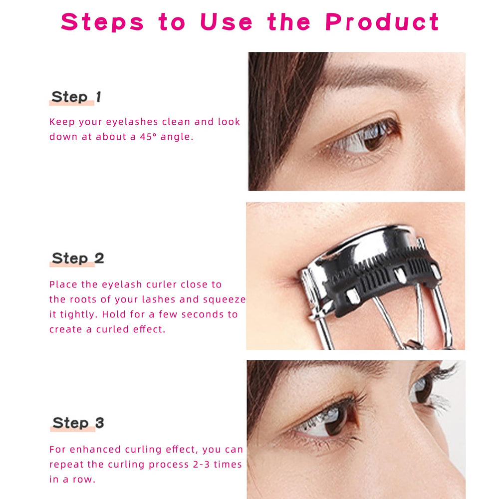 Pinkiou eyelash curler for daily makeup with built-in comb