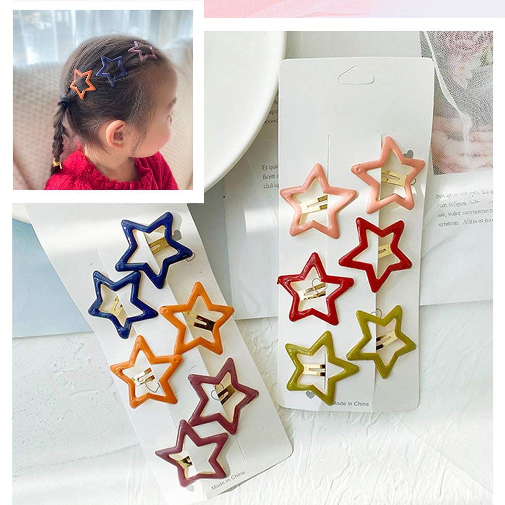 Clip metálico Pinksee estrella en colores brillantes para looks diarios.