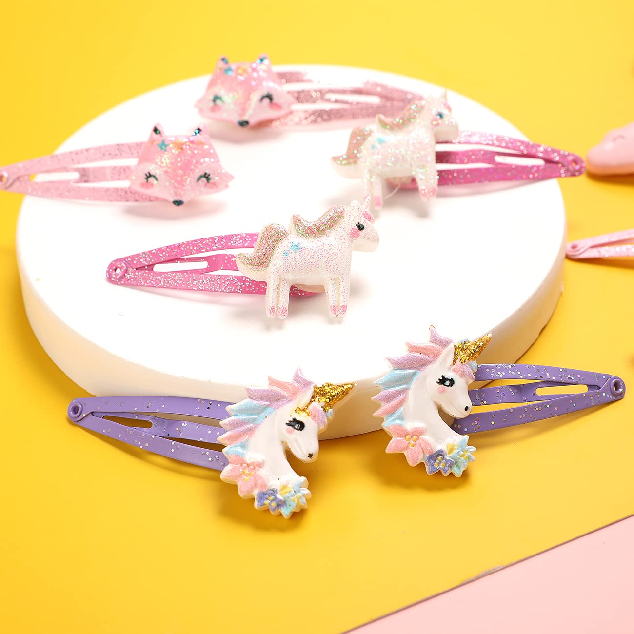 PinkSheep child wearing hair clip demonstrates kid-friendly size and gentle hold.