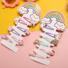 PinkSheep fox rainbow cloud pattern hair pins offer playful style and secure grip.