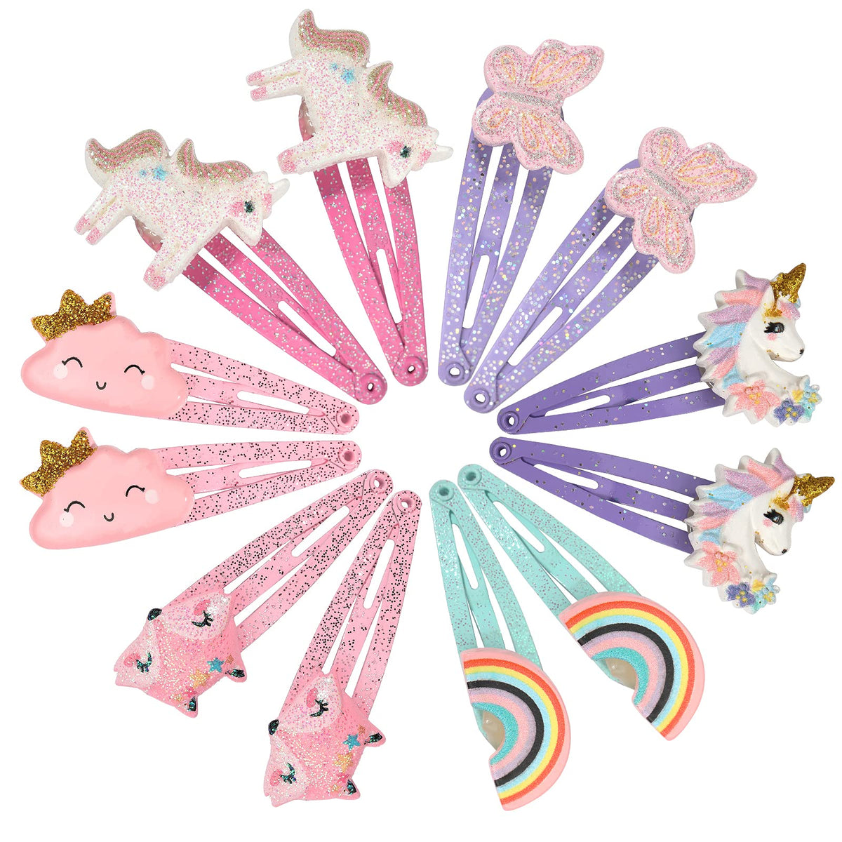 PinkSheep Unicorn Hair Clips close-up with sparkly resin for daily wear.