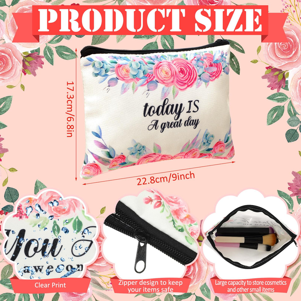 Pinkunn flower canvas makeup bag decorative design for gifting and daily use