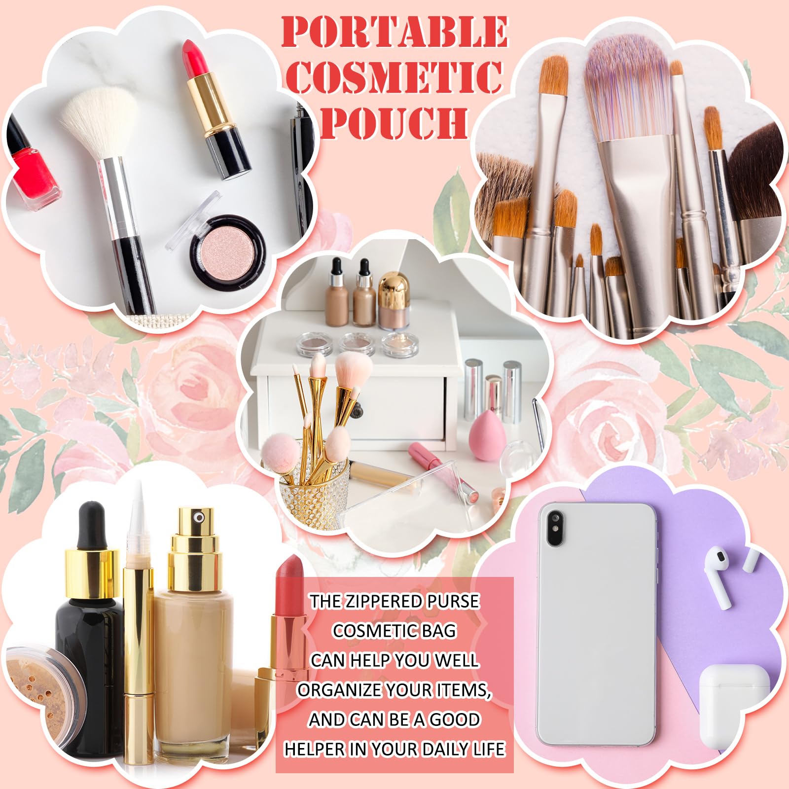 Pinkunn flower canvas makeup bag set shown for gifting occasions