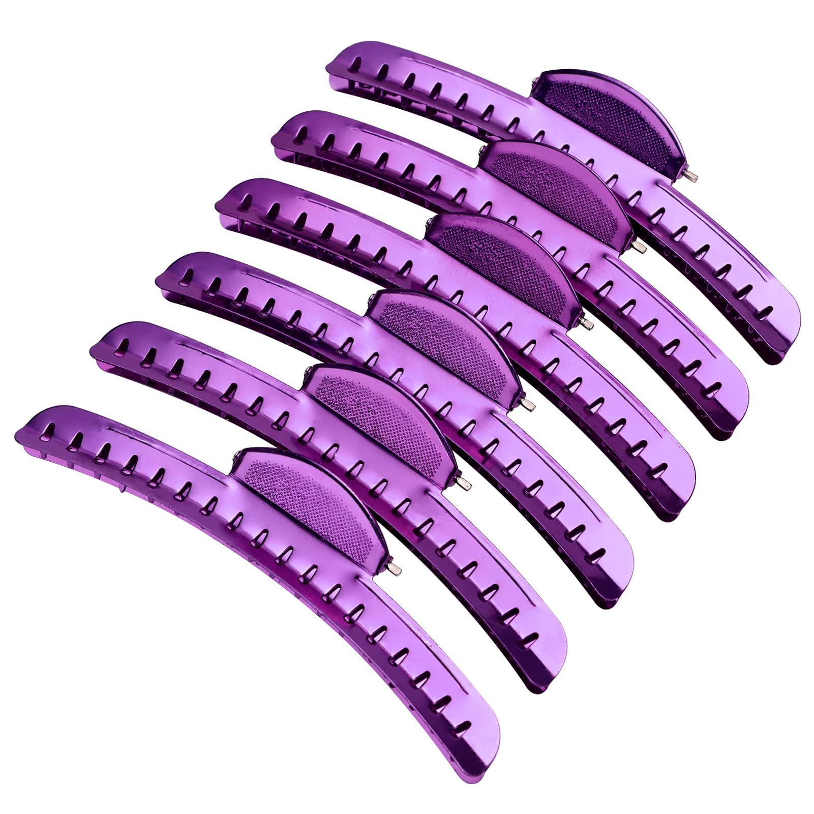 Pinza Onda Vintage de Metal Morada, agarre firme para el cabello.