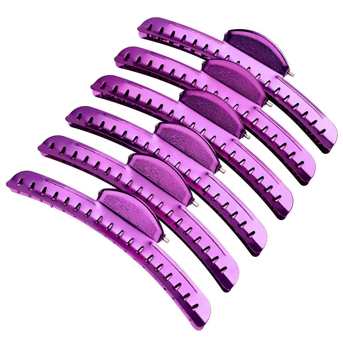 Pinza Onda Vintage de Metal Morada, agarre firme para el cabello.