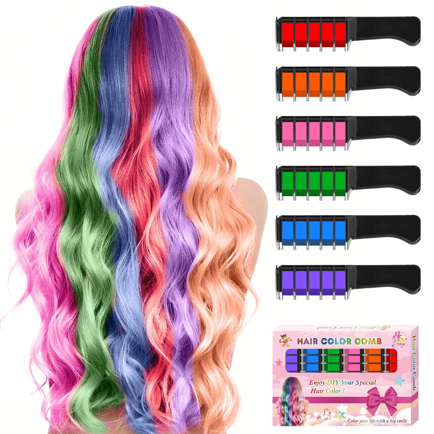 Pipirich hair chalk comb in blue for playful temporary color on light hair.