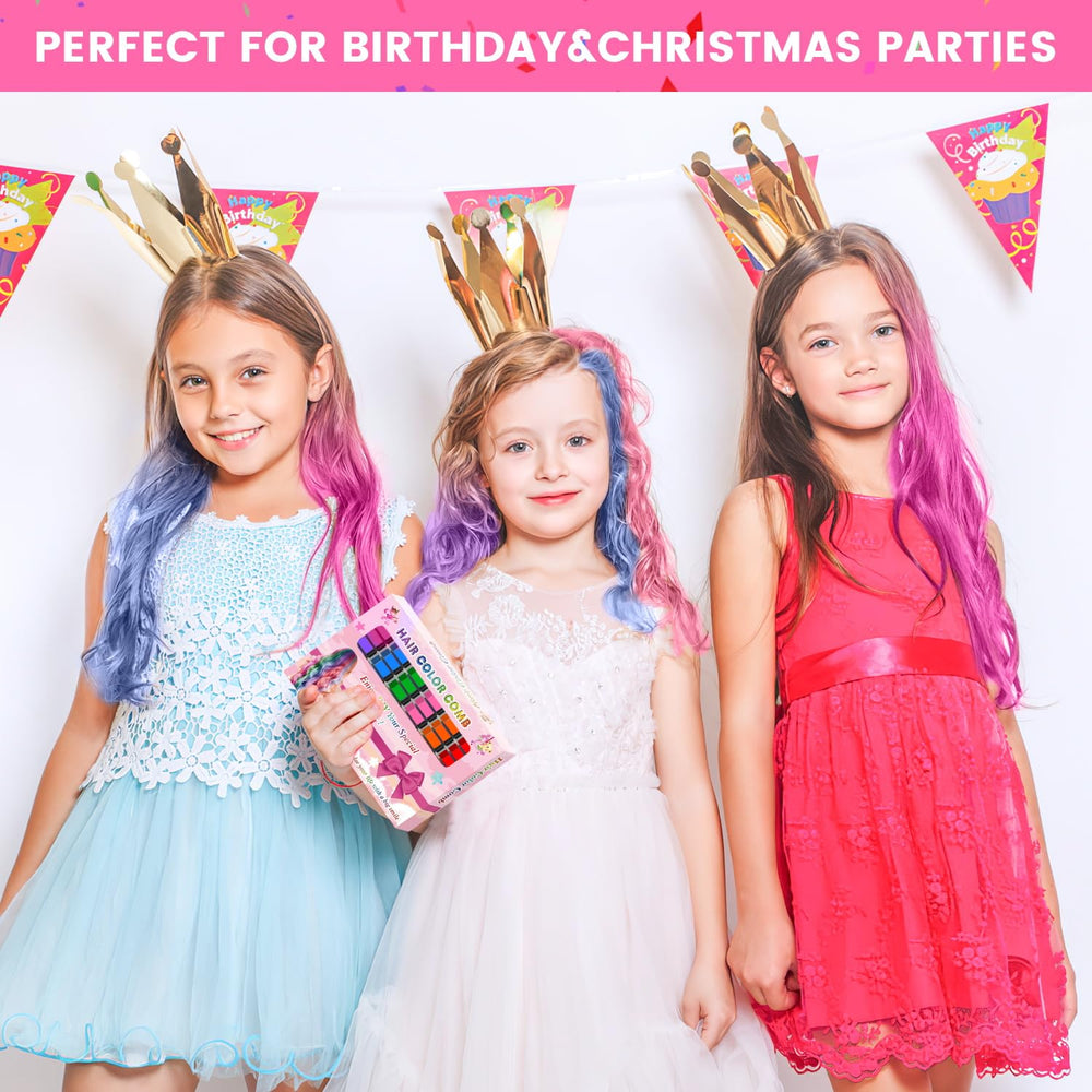 Pipirich purple hair chalk comb creates vivid highlights that wash out easily.