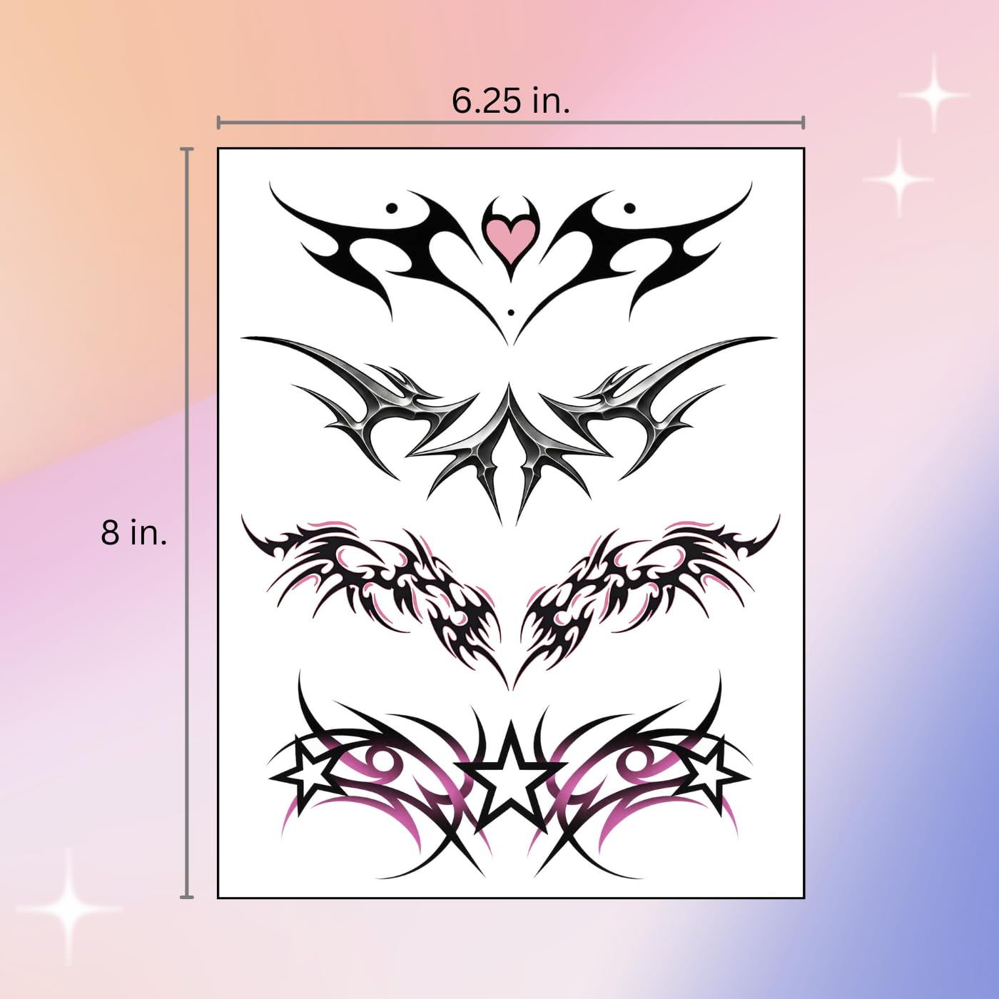 Pixel Hearts tatuaje tramp stamp aplicación rápida, se aplica en segundos con agua