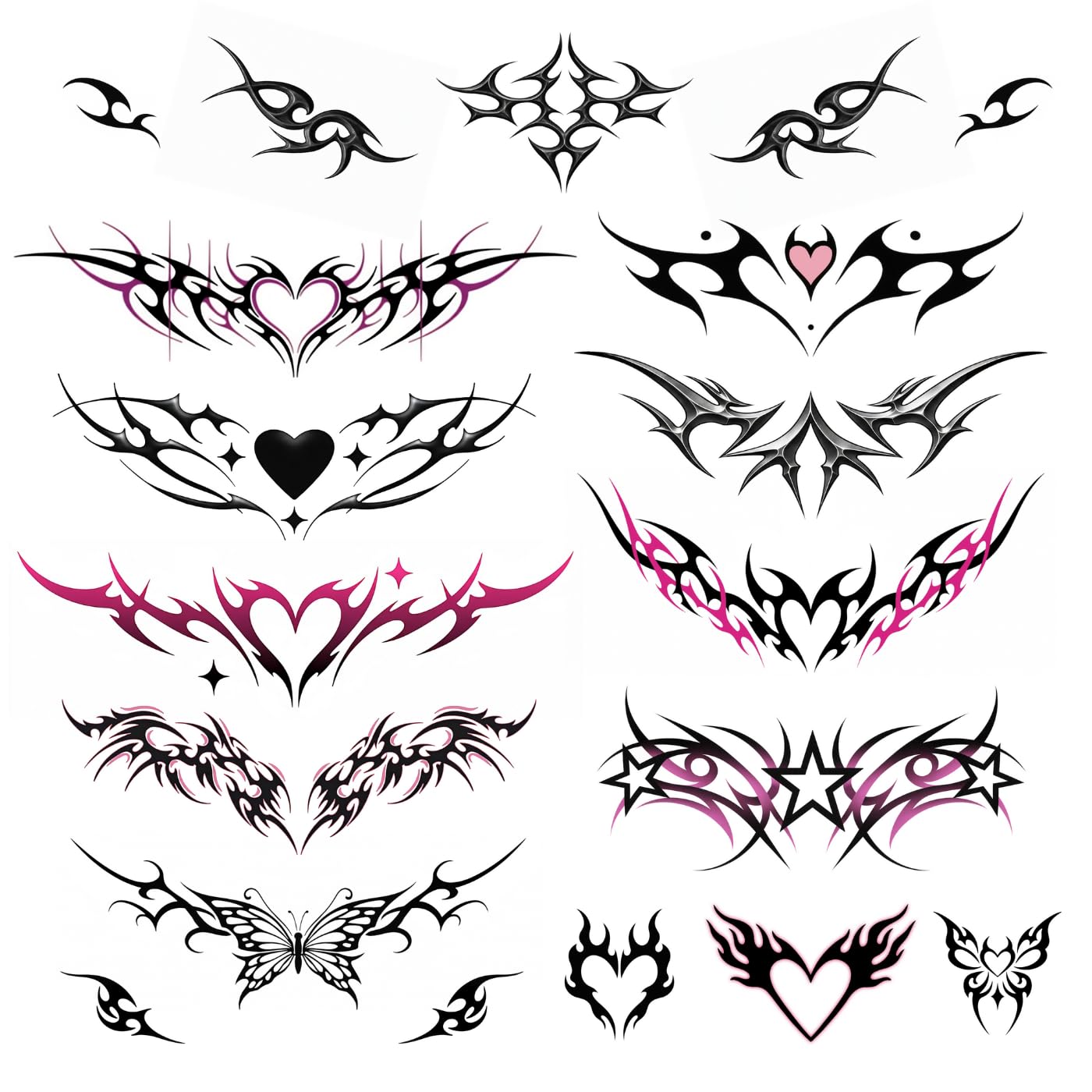 Pixel Hearts tatuaje tramp stamp corazones ardientes, ideal para fiestas y estilos atrevidos