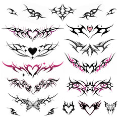 Pixel Hearts tatuaje tramp stamp corazones ardientes, ideal para fiestas y estilos atrevidos