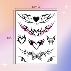 Pixel Hearts tatuaje tramp stamp realista, imita tinta vegetal de alta calidad