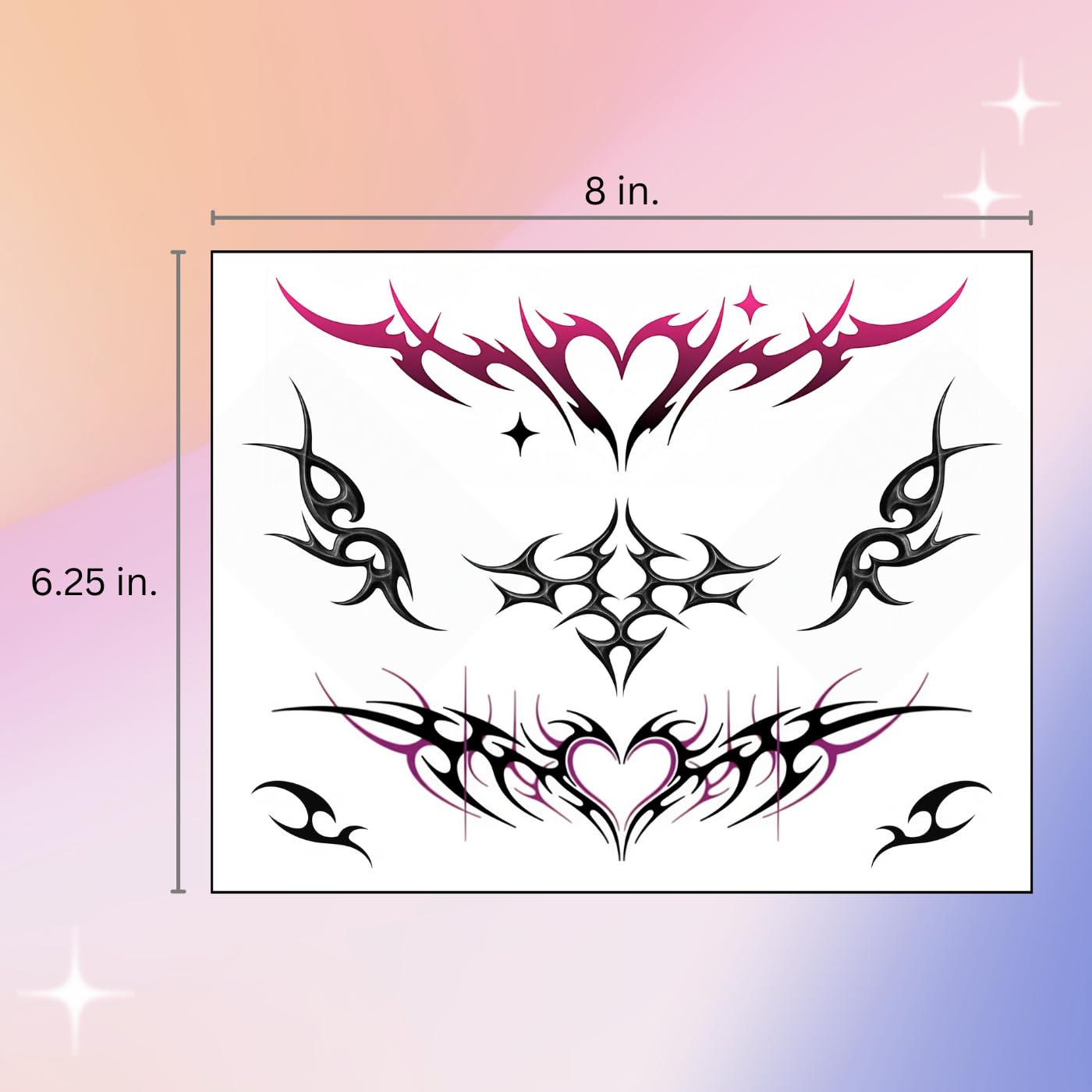 Pixel Hearts tatuaje tramp stamp resistente al agua, duración para eventos
