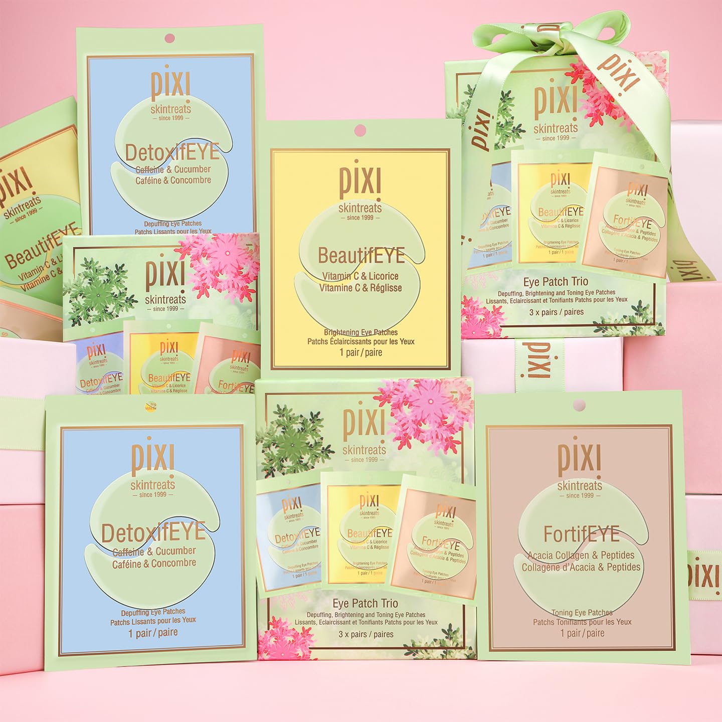 Pixi eye patches chilled for extra de-puffing.