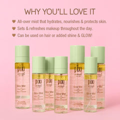 Pixi Glow Mist aplicación facial, rocía para añadir luminosidad y hidratación que se siente ligera.