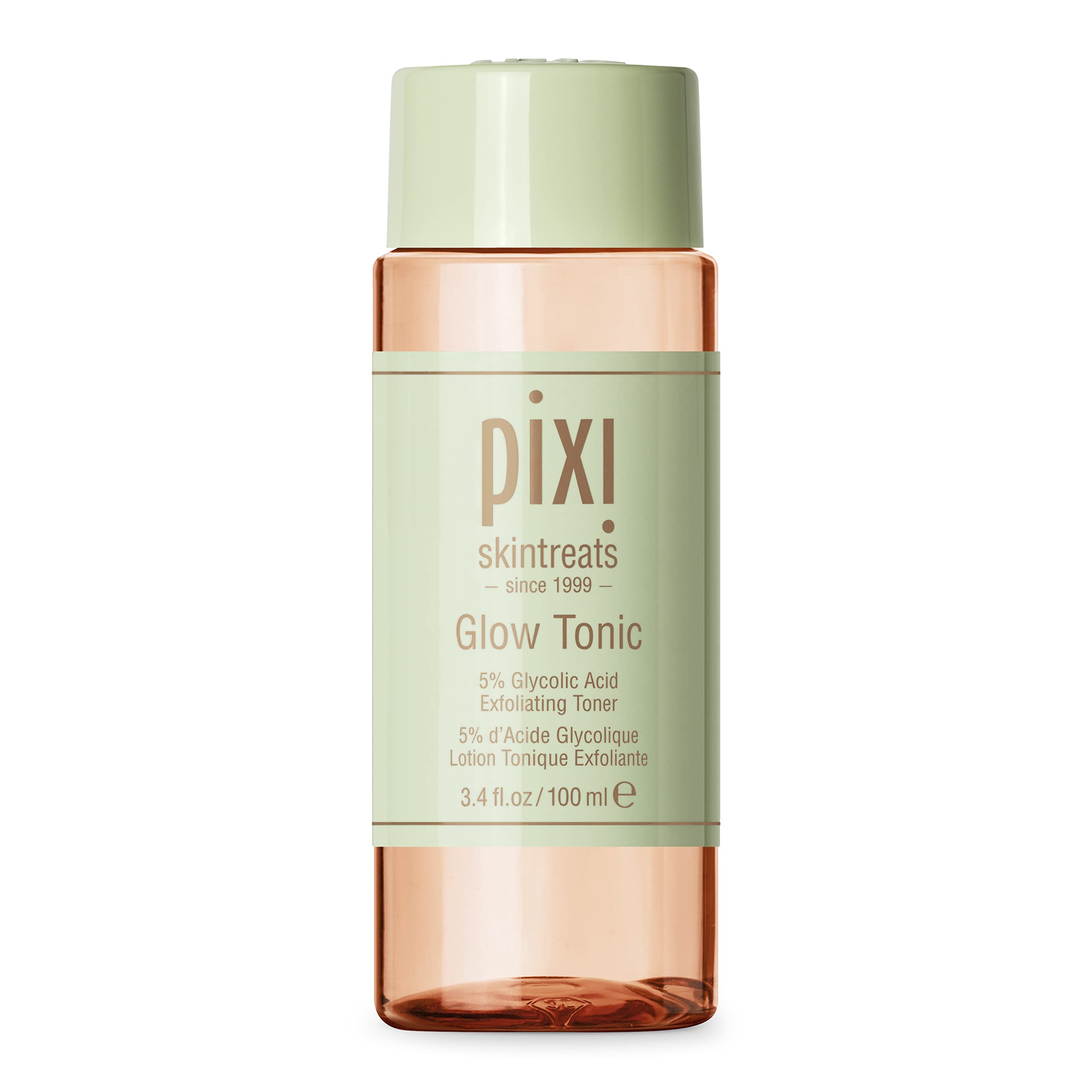 Pixi Glow Tonic muestra la botella con ácido glicólico para piel radiante