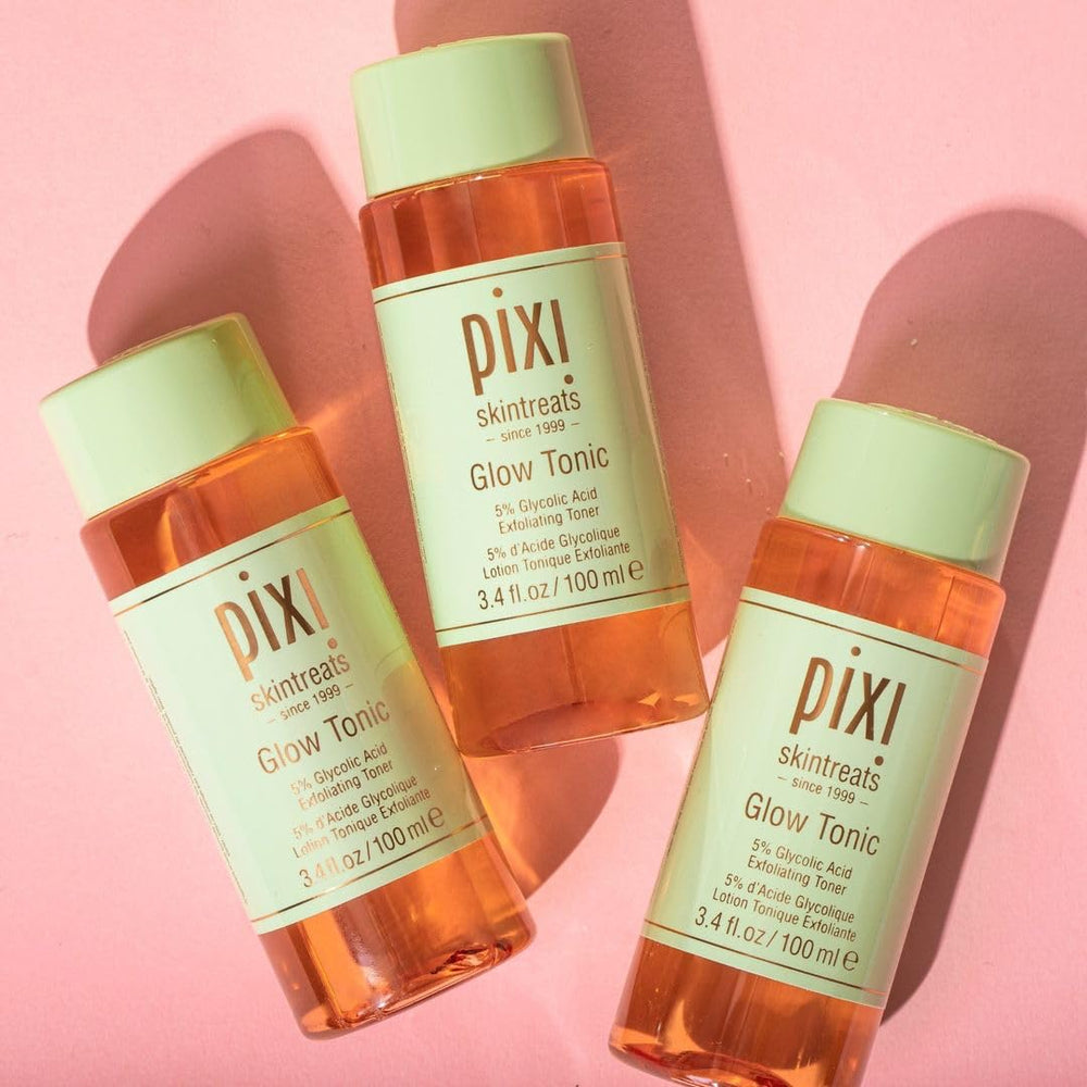 Etiqueta clara de Pixi Glow Tonic con ingredientes relevantes
