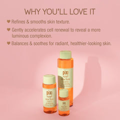 Pixi Glow Tonic liquid on a cotton pad ready for cleansing and brightening.