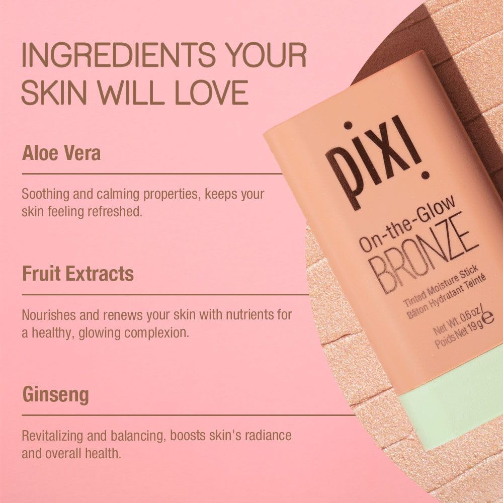 Pixi On-the-Glow Bronze textura cremosa que se difumina.