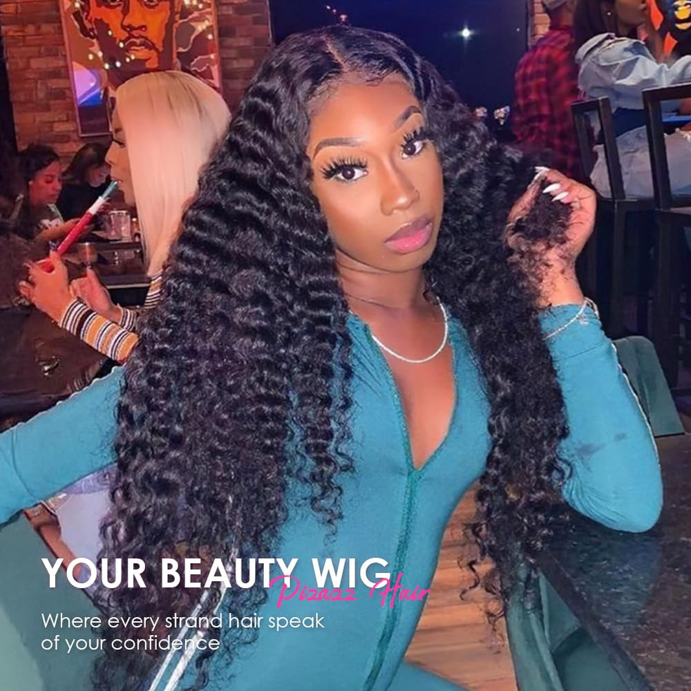 Pizazz 180 density deep wave wig ready to style with multiple looks.