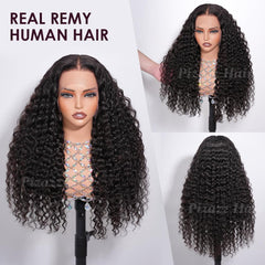 Pizazz deep wave frontal wig with natural hairline and voluminous texture.