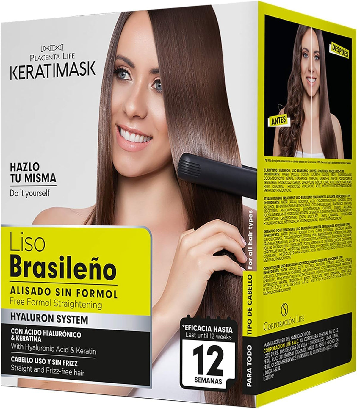 Placenta Life Keratimask: botella de aplicación para un alisado suave en casa.