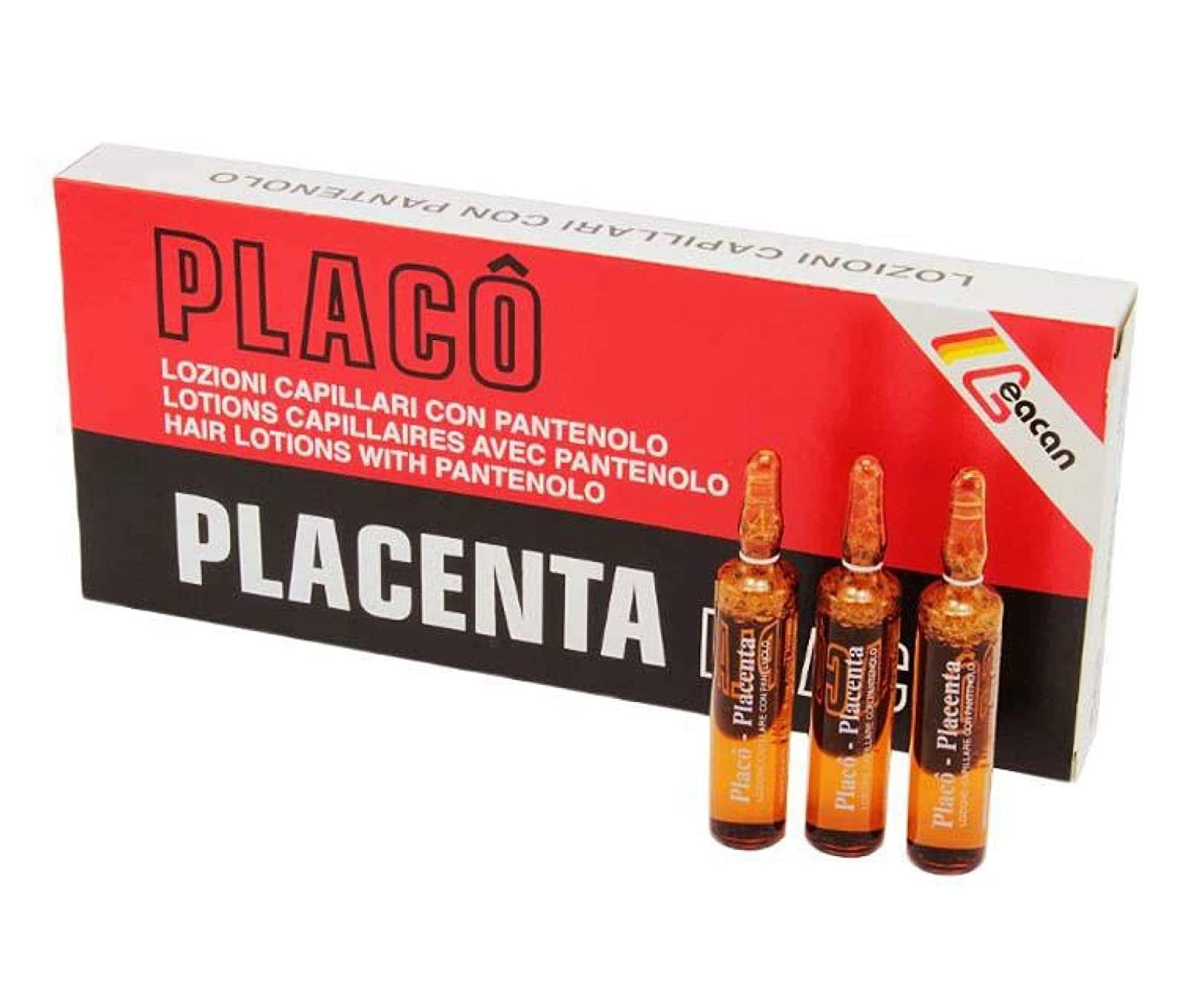 Placenta Placo, paquete de 12 viales para tratamiento capilar.