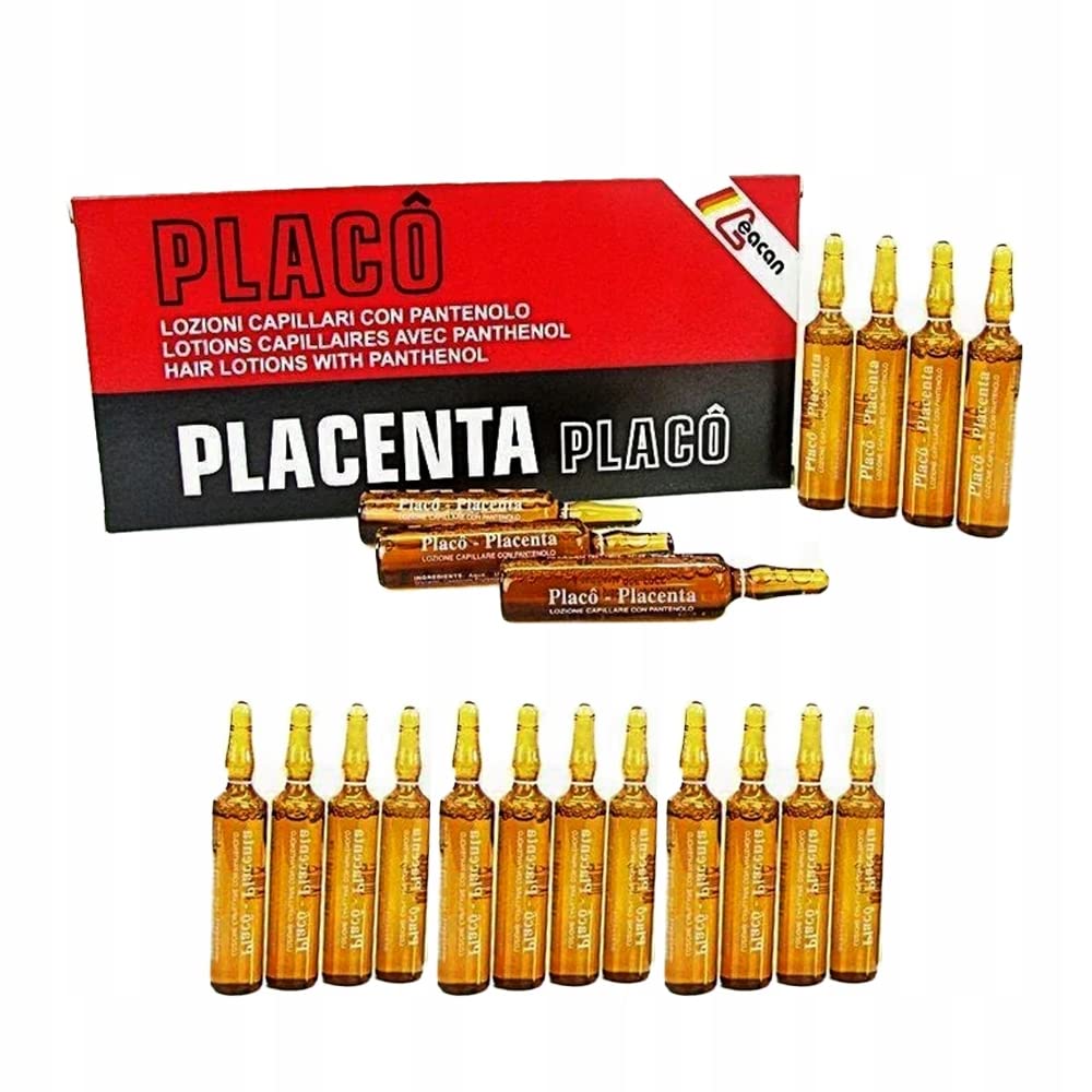 Viales Placenta Placo con fórmula rejuvenecedora para cabello dañado.