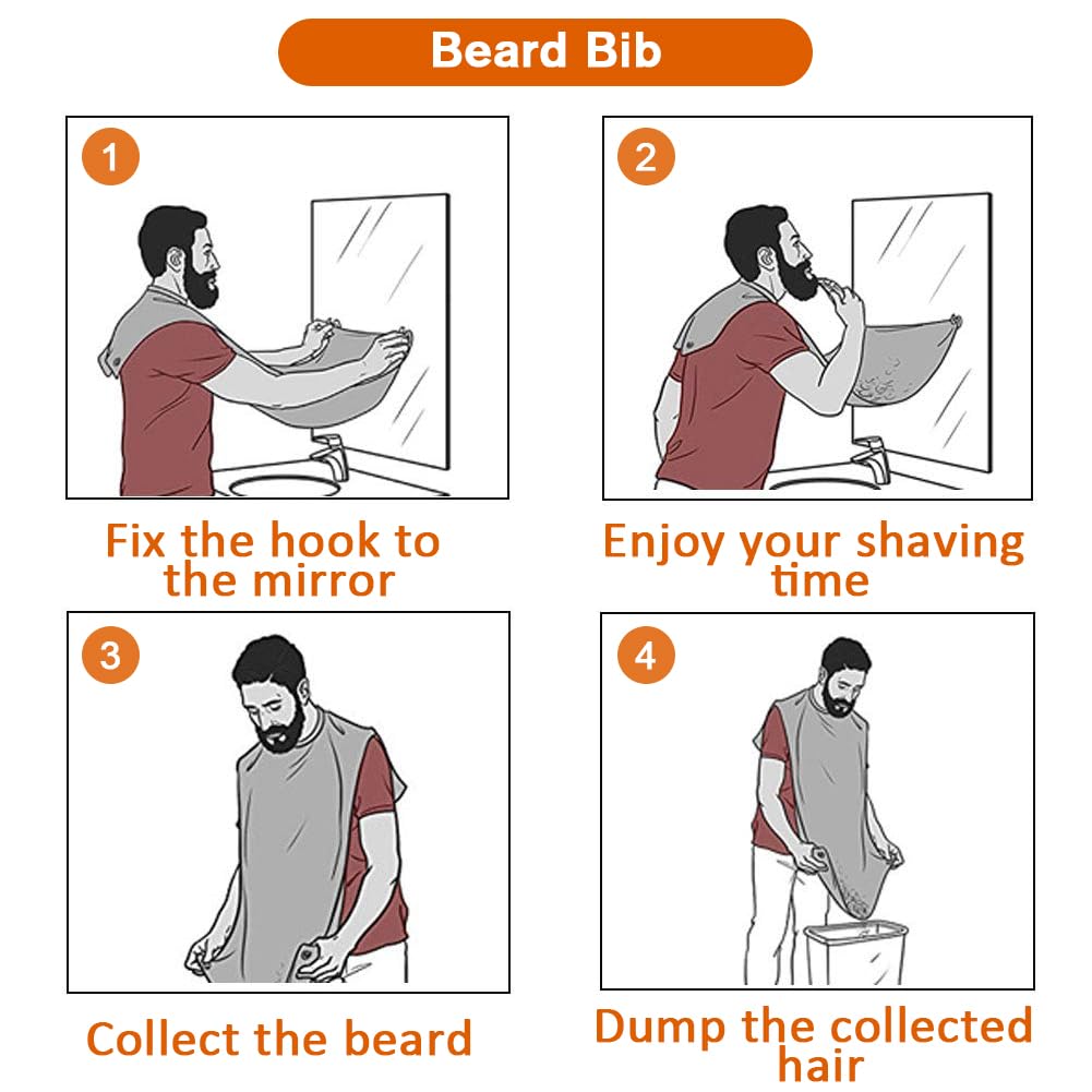 PLACHIDAY Beard Bib Apron, lightweight nylon, enhances comfort during home grooming.