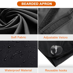 PLACHIDAY Beard Bib Apron demonstrates simple mirror-clip setup for easy cleanup.