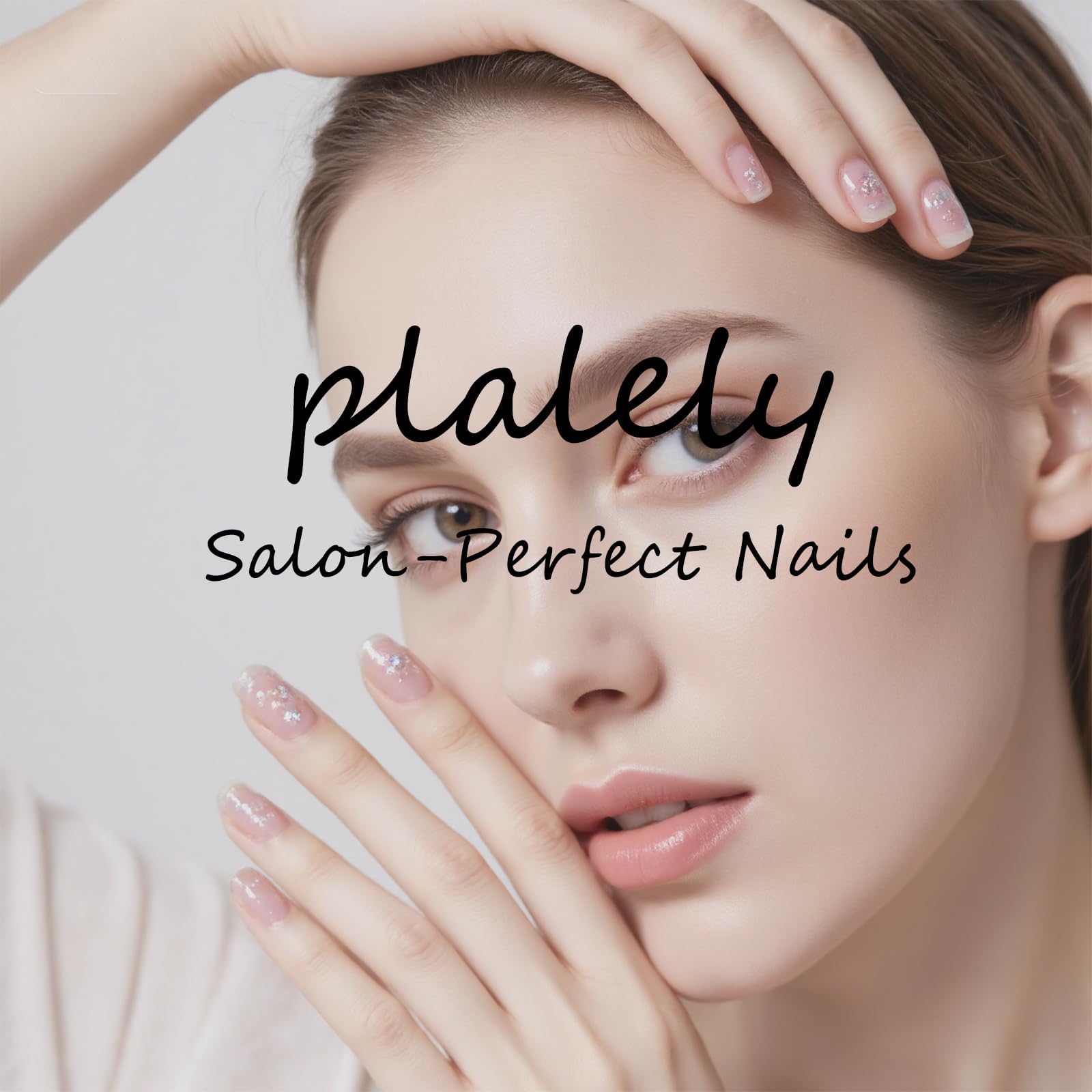 plalely party ready nails with gold embossing and pearl charms for glam looks