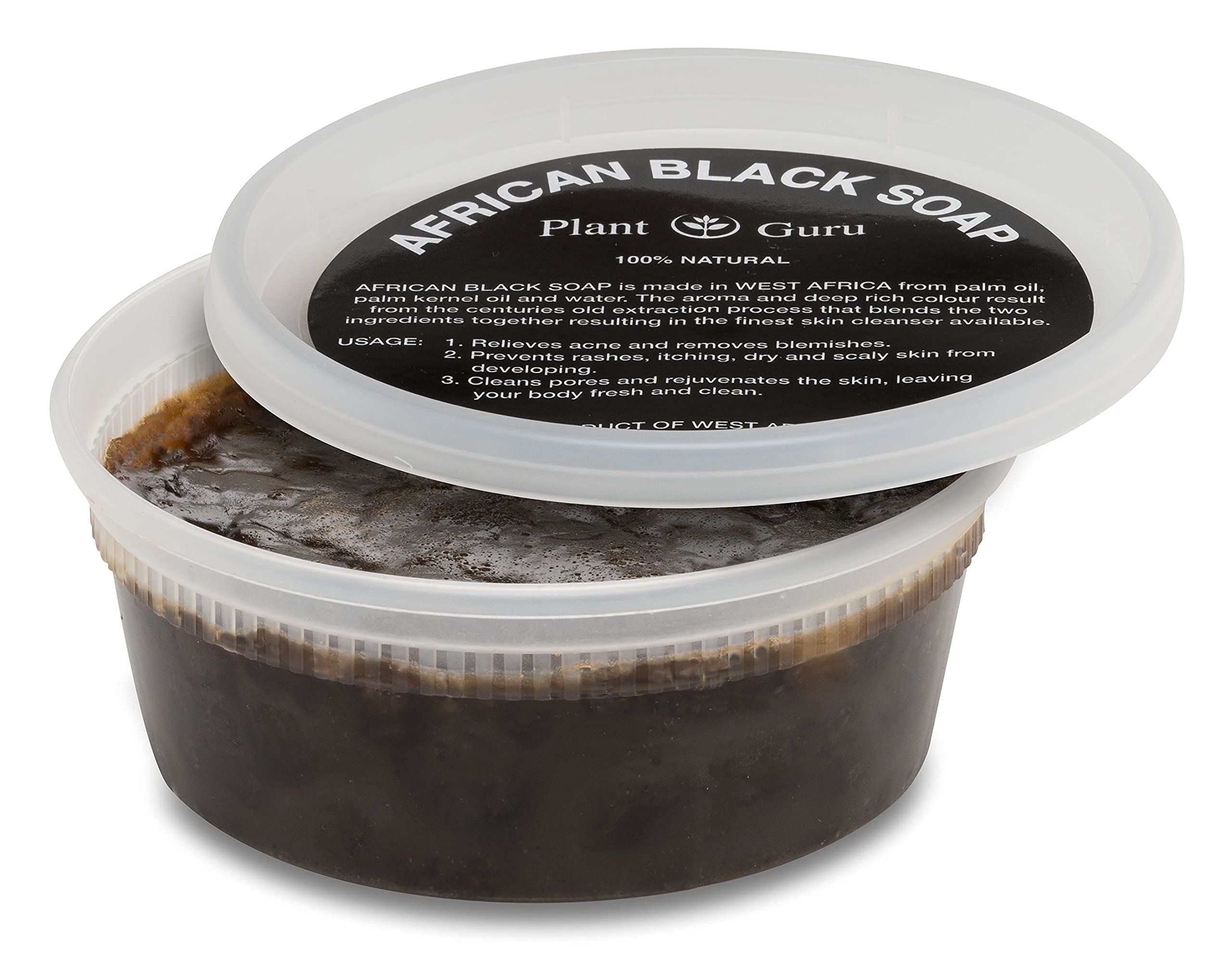 Plant Guru African Black Soap Paste texture close-up suggests rich natural ingredients